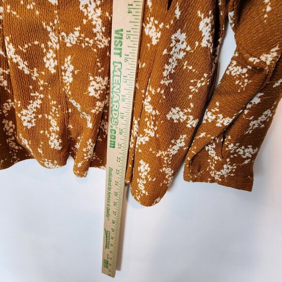 Anthropologie Amber Dolman Sleeve Blouse Floral Pleated Waist Fit & Flare sz Md - Picture 9 of 10
